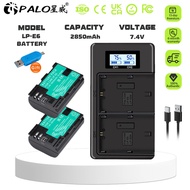 PALO LP-E6 Battery(57*38*21)mm 7.4V 2850MAH Matching EOS 5DS R 5D Mark II III 6D 7D 70D 80D 60D