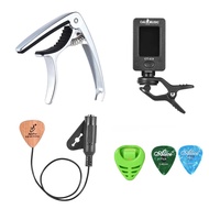Guitar Accessories Kit for Acoustic Guitar with Capo Clip-on Tuner Pickup