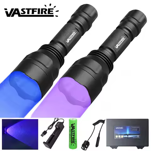 Tactical Flashlight 395NM UV /Blue Light LED UV Flashlight Torch C8 Professional 1-Mode Torch+18650+