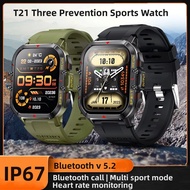 ใหม่ T21 Dual mode สไตล์กีฬากลางแจ้งผู้ชาย Smartwatch 1.96 นิ้ว IP67 นาฬิกากันน้ำ Bluetooth Call