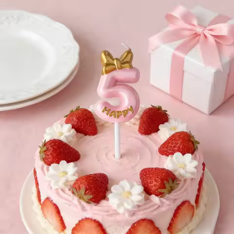 2nd Birthday Candles Cake Topper Pink Number 0 to 9 Candle Girls 16th Happy Birthday Party Decoratio