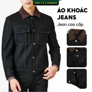 Áo Khoác Nam Áo Khoác Jean  Fashion Vải Jean Denim Cao Cấp Cổ Phối Nhung Nam Tính Thời Thượng  - M (