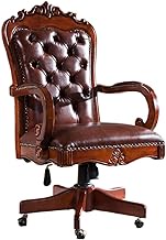 Boss Chair, Solid Wood Executive Managerial Seat, Ergonomic Office Chairs, Adjustable Lifting Swivel Computer Chair with Fixed Armrest (Color : Brown) lofty (Brown) interesting