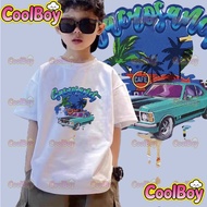 Ready Stock 2026 New Children's Clothing Boys and Girls Cool Cartoon Racing Printing Short Sleeve T-