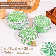 HIJAU GRIYA NATURE Blirik Pan size 16 - 20 cm + Lid | Serving Pot Vegetable Pot/ Striped Bowl/ Strip
