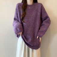 RUIHUAN | Áo Sweater Knit Mohair Tím cho Phụ Nữ Thời Trang Thường Ngày