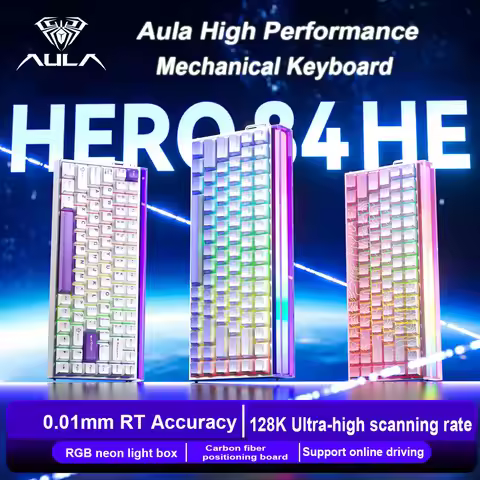 AULA HERO 84 HE Wired Mechanical Keyboard Music Rhythm RGB Gaming Keyboard 8K Return Magnetic Switch