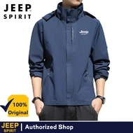 JEEP SPIRIT waterproof jacket men's mountaineering camping jacket detachable hat