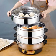 Multifunctional Steamer Electric Steamer Electric Steamer Three-Layer Stainless Steel Steamer Househ