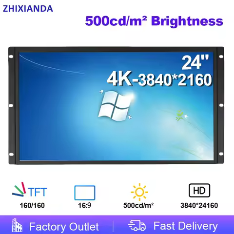 ZHIXIANDA 24 Inch FHD 4K 3840*2160 500NITS Brightness VESA Panel Mount Open Frame Touch Screen Monit