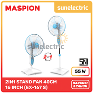 Maspion MSP EX-167 S 2in1 Stand Fan / Desk Fan / Kipas Angin Berdiri / Meja 16 Inch / 40 cm EX 167 S