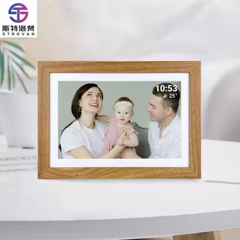 Wooden Frame 10.1 Inch 800 X 1280 Touch Screen Pictures Videos Digital Photo Frame
