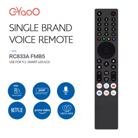 RC833A FMB5 For TCL Smart LED Voice TV Remote Control Compatible With RC833 FMB1/RC833 FMB3/RC833 FM