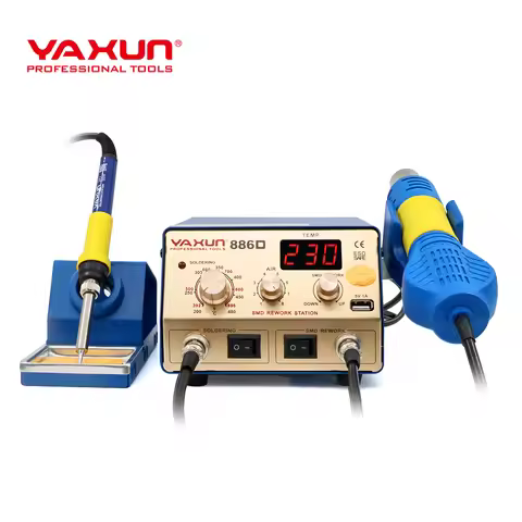 YAXUN YX-886D 3 in 1 SMD Hot Air And Soldering Iron Rework Station With 5V 1A USB Output Hot Air Aut