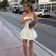 DUNEA Textured flower bud bandeau dress