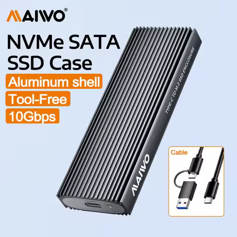 MAIWO M.2 NVMe SATA SSD Enclosure USB 3.1 GEN2 10Gbps with UASP Trim Up to 8TB PCIe NVMe NGFF SATA S