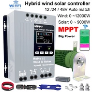 Solar & Wind Hybrid System Double MPPT Charge Controller 4kW 12V 24v 48v Auto Regulator Home Use Win