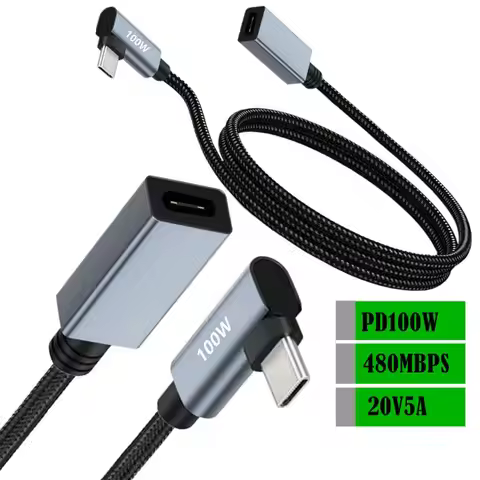 0.3m 1m 2m 20V 5A 100W Fast Charging 480MBPS Data Transmission TYPE-C Male to Female Charging Data E