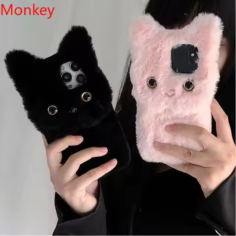 3D Cute Plush Cat Case For Huawei Nova 10 Y61 2I 3I 7I 8I 9SE 5T P50 P40 P30 P20 Mate20 Y9S Furry Fl