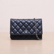CHANEL(香奈兒) CF WOC 19cm 黑色 荔枝 30開 銀扣