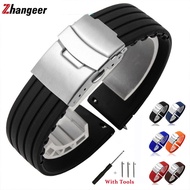 Zhangeer Soft Quick Release Silicone Watch Strap 18mm 24mm  20mm 22mm For Samsung Active 43mm 47mm for Fossil Watch band Flat Interface Universal Rubber Bands