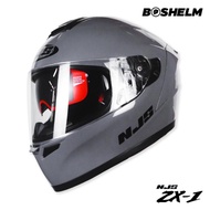 BOSHELM Helm NJS ZX-1 Solid STONE GREY GLOSSY Helm Full Face SNI
