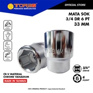 MATA TORA Socket Bit 33 mm 3/4 DR 6 PT - Shock Wrench Bit - Hand Socket - TAIWAN
