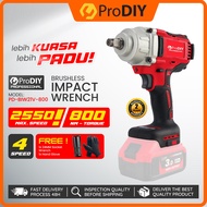 PRODIY RED SERIES Cordless Impact Wrench Brushless Motor 800NM - 2550RPM Mesin Sepana Impak Electric
