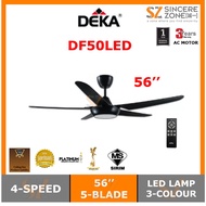 (NEW 2021) DEKA DF50LED 56 INCH / 5-BLADE / 4-SPEEDS CEILING FAN WITH 22W LED LIGHT 3-COLOUR &amp; REMOTE CONTROL WITH TIMER