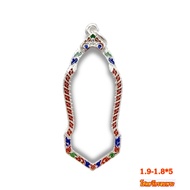 Real Silver Frame With Lion Head Full Face Enamel 25th Century Shape Size 1.9-1.8 Height 5.0 Cm.