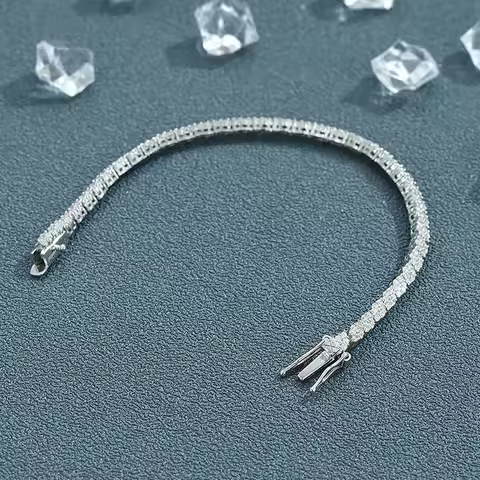 Luxury Solid Platinum PT950 Women's Moissanite Diamond Prismatic Bracelet Full Diamond Simple Tennis