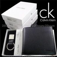 【CK專櫃正品】Calvin Klein零錢袋短夾+鑰匙圈禮盒組◎附專櫃購買證明可附CK提袋 男用真皮皮夾錢包