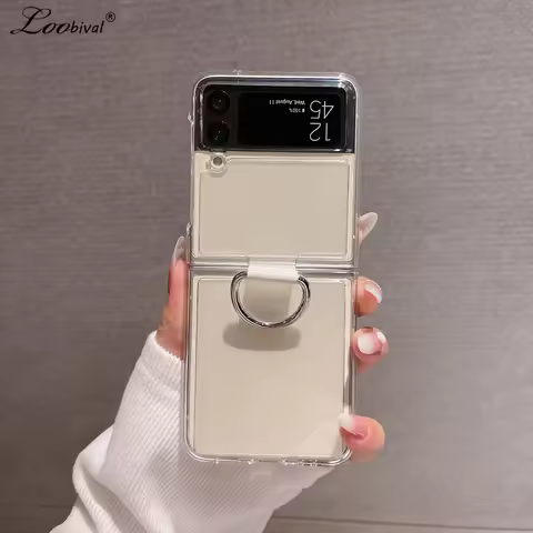 For Samsung Galaxy Z Flip 5 4 6 7 8 Ultra Slim Ring Holder Case for Samsung Z Flip5 ZFlip4 ZFlip Har