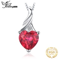JewelryPalace 3.6ct Love Heart Created Rubies 925 Sterling Silver Pendant for Woman Romantic Engagement Jewelry Without Chain
