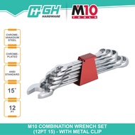 [ GH HARDWARE ] M10 Combination Wrench Set (6 Pcs In Clip) O6C