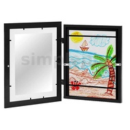 2pcs Children's Art Frames  A4 Front Hole Art Frame for Kids 2 Wooden Picture Frames for 50-200 Phot