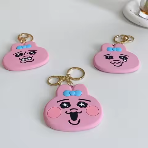 Japanese Style Multi Expression Opanchu Usagi Keychain Cute Portable Silicone Makeup Mirror Backpack