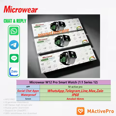 Latest W12 Pro Smart Watch S12 S Series 12 11 10 Microwear W12pro 46mmUpgraded from W11 Pro Smartwat