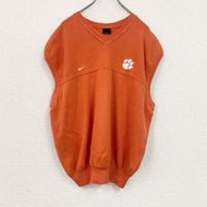 90年代古著Nike V領棉質針織背心，復古橘色，XL碼