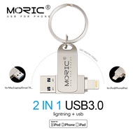 Original Moric Flash Drive 128GB 256GB iXpand Go USB 3.0 Pendrive Memory Stick Metal OTG Dual Slot U Disk For iPhone/iPad/PC