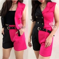 AMBER VEST VEST + SHORT PANTS TWO TONE / WOMAN VEST SET