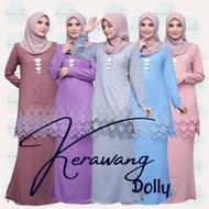 Kurung Moden Kerawang Sulam Loose Cut Longgar 2022 Baju Cikgu Material Como Crepe