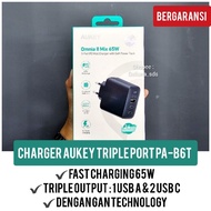 Aukey PA-B6T Fast Charging 65W Triple Port Charger Official 2 Year Warranty Aukey Triple Port Fast C