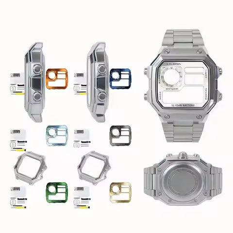 Full Modification Kit for Casio AE1200 Watch 316SS Matte Silver Metal Case Royale Upgrade Replacemen