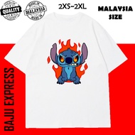 <TSHIRT WOMEN MEN> LILO AND STITCH T SHIRT DISNEY 100% COTTON ANIME T-SHIRT LELAKI PEREMPUAN BAJU LE