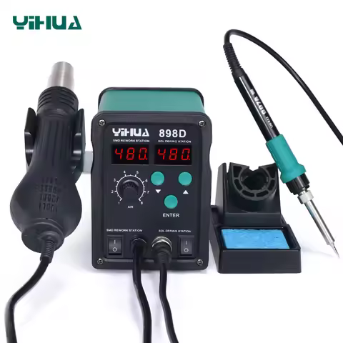 YIHUA 898D desoldering station, with hot soldering iron, hot air gun soldering station BGA rework st