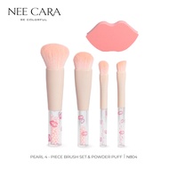 NEE CARA แปรงแต่งหน้าไข่มุก BE COLORFUL PEARL 4 PECE BLUSH SET&POWDER PUFF I N804