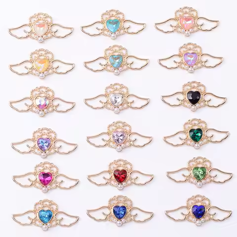 10 PCS 20x41mm Metal Alloy Heart Wing Pendant Connector For DIY Jewelry Making Accessories