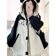 windbreaker women plus size elgini windbreaker windbreaker jacket Cute Panda Hooded Jacket Jacket Wo