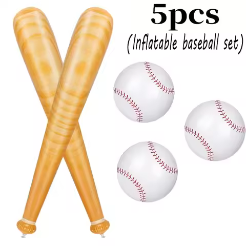 5pcs inflatable baseball set including 2 baseball bats and 3 beach baseballs. Sports baseball party